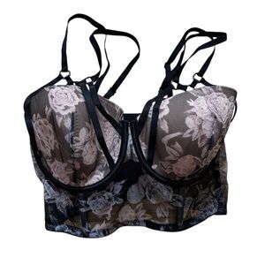 Victorias Secret strappy rose half corset lined lightly lined underwire bra 34DD